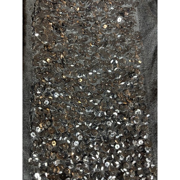 J Crew Wool Cardigan Black Medium Sequin Shawl Neck Cropped Long Sleeve - Picture 10 of 11